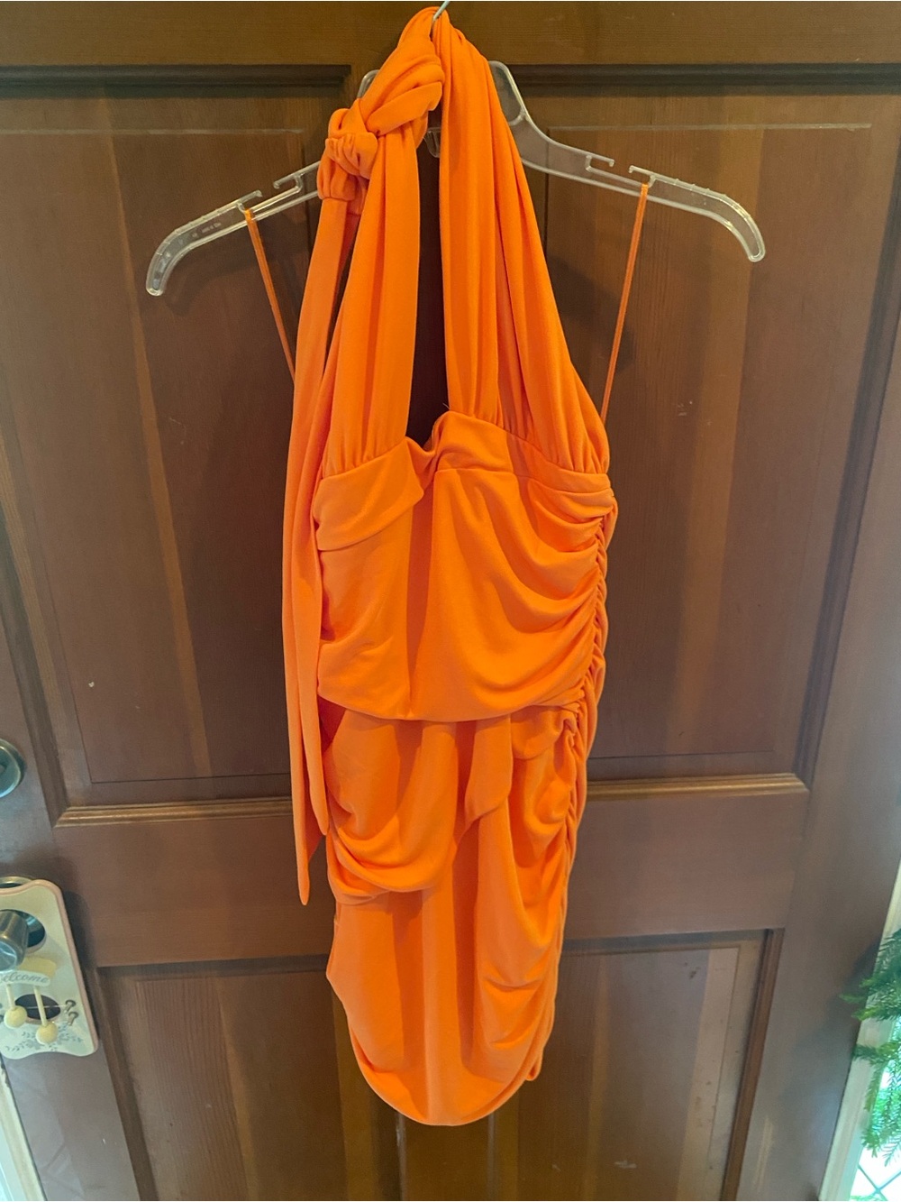 NWT Zara Orange Draped Halter Mini Dress Size XL